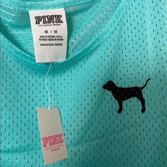 NWT Victoria's Secret PINK Aqua Mesh Tank size M - Picture 2 of 5
